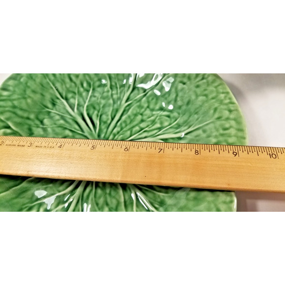 Vintage Kitchen: Bordallo Pinheiro Green Cabbage Leaf Salad Serving Bowl & Plate - Picture 6 of 14